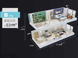 陆海国际公寓_1室1厅1卫 建面53平米