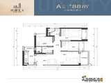 佳兆业壹都汇大厦_3室2厅2卫 建面88平米